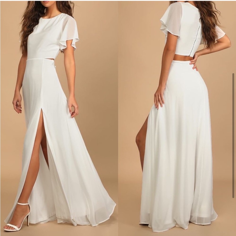 Lulus Garden Bliss White Cutout Maxi Dress
